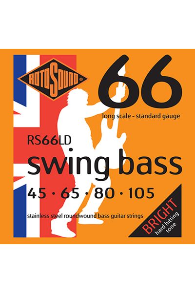Rotosound RS66LD Swing Bass 66 Long Scale Bass Guitar Strings – Stainless Steel Roundwound, 45-105