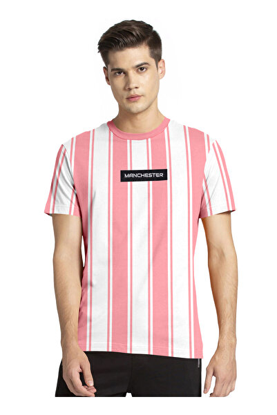 LAUREN SMITH تي شيرت رجالي كاجوال مخطط من القطن الغني - مجموعة لورين سميث للرجال