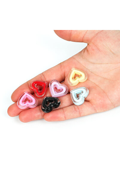 yfhobi 25 gram - 23 mm Karışık Renkli Kalp Desen Plastik Boncuk (25 gram - 14...