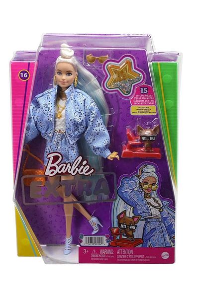 Barbie Papusa Barbie Extra, cu par blond, catelus si accesorii