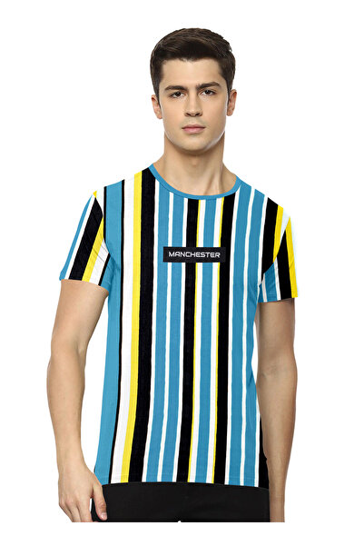 LAUREN SMITH تي شيرت رجالي كاجوال مخطط من القطن الغني - مجموعة لورين سميث للرجال