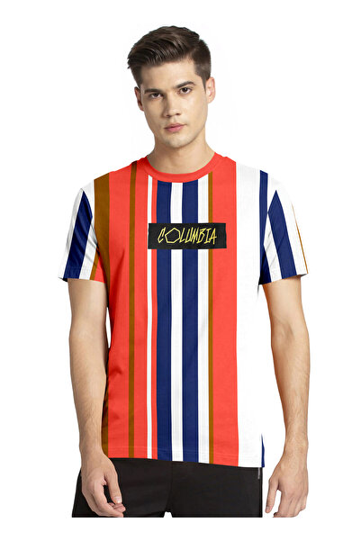 LAUREN SMITH تي شيرت رجالي كاجوال مخطط من القطن الغني - مجموعة لورين سميث للرجال