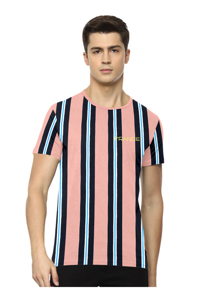 LAUREN SMITH تي شيرت رجالي كاجوال مخطط من القطن الغني - مجموعة لورين سميث للرجال