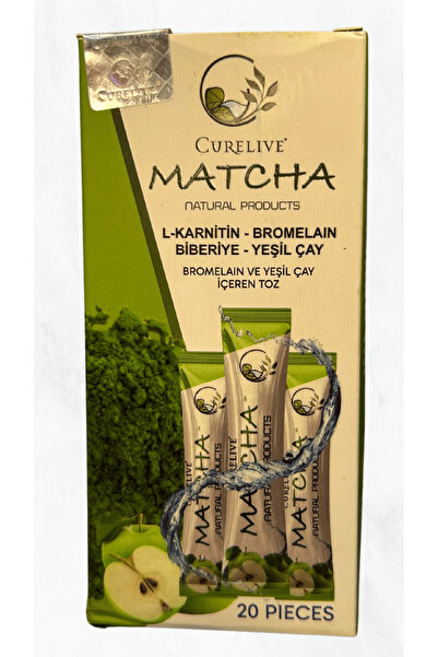 CURELIVE Matcha L-Karnitin -Bromelain- Biberiye - Yeşil Çay İçeren Toz (20 Adet)