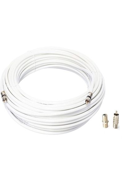 Bogadini Cablu Tv Coaxial 20 M, Conectori Tip F, Pentru Semnal Digital, Alb