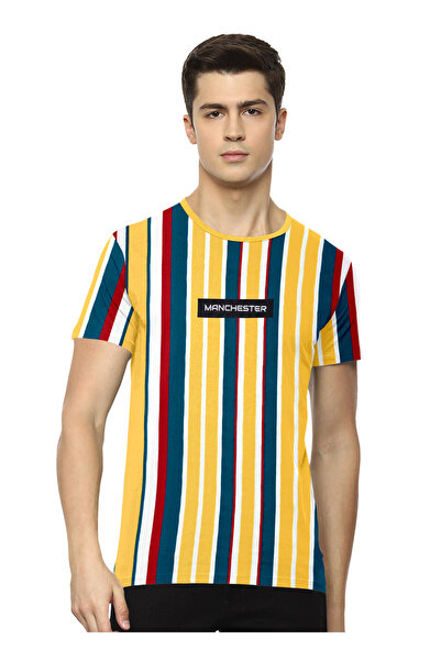 LAUREN SMITH تي شيرت رجالي كاجوال مخطط من القطن الغني - مجموعة لورين سميث للرجال