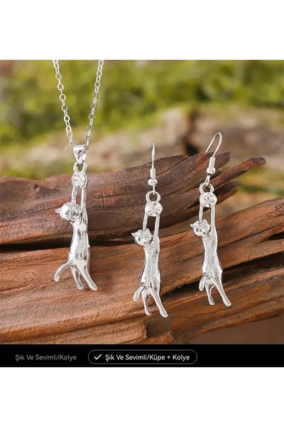 ORGANICYOU Yiwu Women's Jewelry Set for Stylish Accessories Cute Animal Cat Kitten Necklace Earrings Set