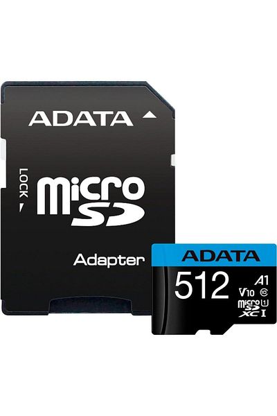 Adata ADATA MicroSD Card, 512 GB, MicroSDXC, Class 10, UHS-I U1 standard, SD Adapter included