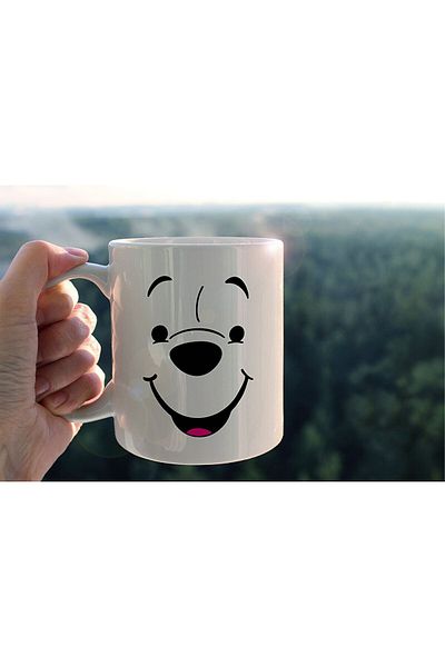 hediyenebak Cute Teddy Bear Special Design Printed Ceramic Coffee Tea Cup