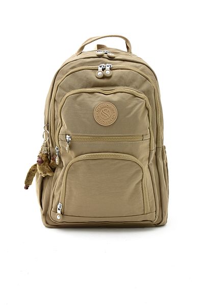 Elnara Unisex Water Resistant Crinkle Fabric Multi-Eye Medium Size Sand Laptop School and Backpack