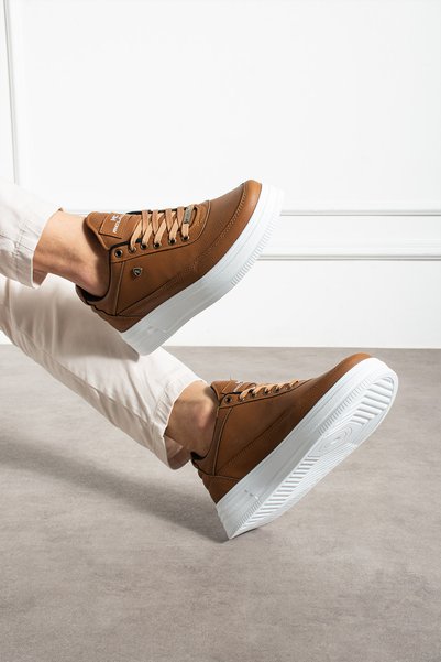 MCLACOS Men's Sneaker Casual Sports Shoes High Sole Tan - Comfortable Design X7