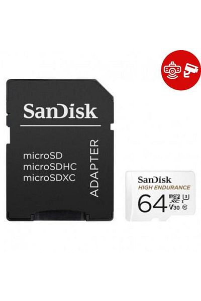 SanDisk Card de memorie Sandisk High Endurance Video microSDHC, 64GB, Clasa 10, U3, Adaptor microSD