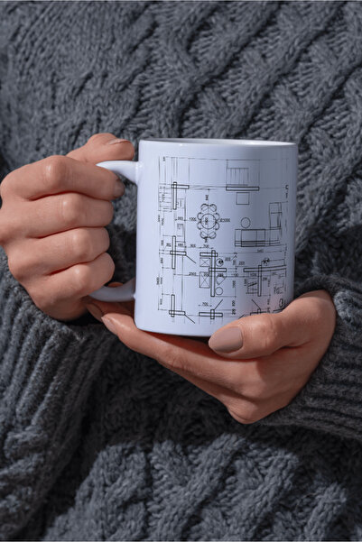 Store Mimari Proje Kupa Bardak | Teknik Çizim | Mühendislik Hediyesi |Ofis Kupası|Mimarlar İçin Özel Kupa