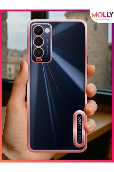 Molly TECNO CAMON 18 İçin Kenarları Rose Lens Koruyuculu Lou Lazer Şeffaf Silikon Kılıf