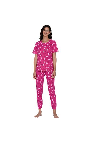 LAUREN SMITH Women's Pajama Set Half Sleeve Top with pants 2 Piece Sleepwear Cotton Ladies Soft Pjs Lounge Set