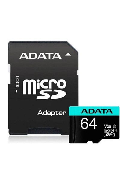 Adata Card de memorie ADATA Premier, MicroSDXC, 64GB, UHS-I, Class 10, U3 + Adaptor microSD