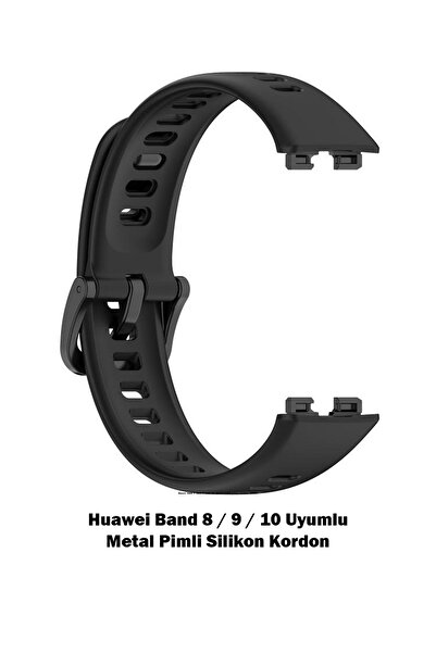 Novatis Huawei Band 8 / Band 9 / Band 10 Uyumlu Silikon Kordon Metal Pim ve T...