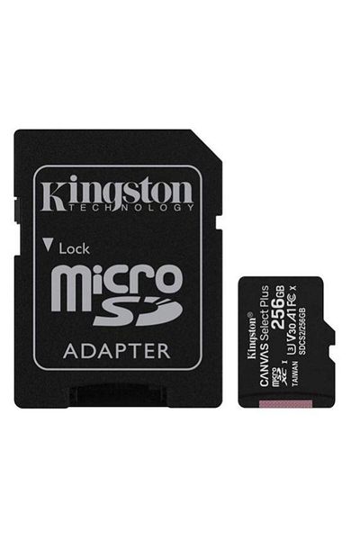 Kingston Card de memorie MicroSD Kingston Canvas Select Plus, 256GB, UHS-I, Class 10 + Adaptor SD