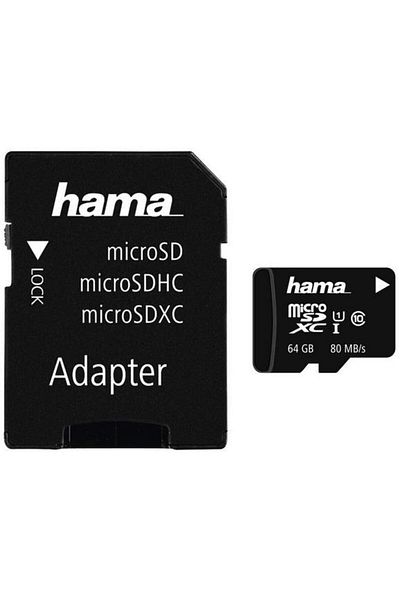 Hama Hama 124140 Memory Card, microSDXC, 64GB, Class 10, + SD Adapter