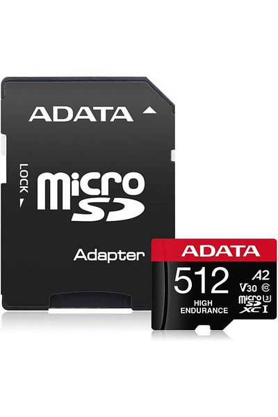 Adata Card de memorie ADATA High Endurance, 512GB, microSDXC, UHS-I U3, V30, A2 + adaptor SD inclus