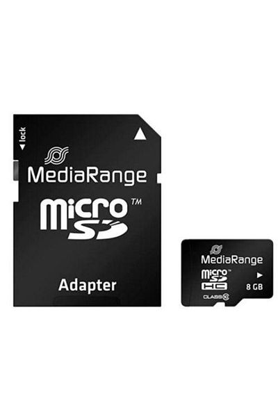 MediaRange MediaRange MicroSDHC Memory Card, 8GB, Class 10 + SD Adapter