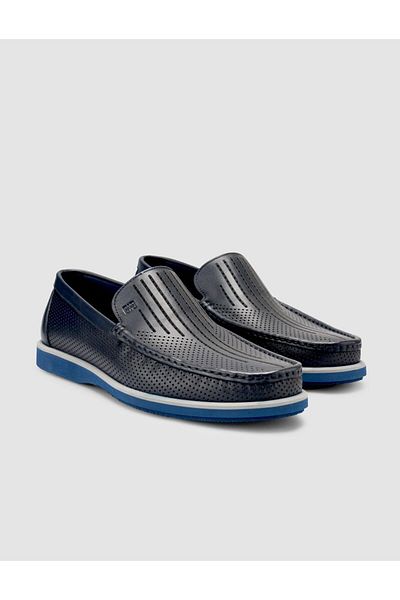 Cabani 100% Genuine Leather Navy Blue Men's Loafer