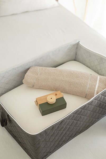 woodhub 8 adet kapitoneli büyük boy baza altı ve çekyat tipi hurç 60x40x22 gri