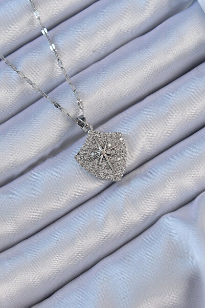 Clariss 316L سلسلة فولاذية فضية اللون حجر الزركون قلادة نجمة القطب