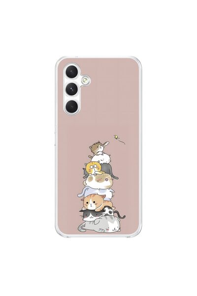 Dali Design Samsung Galaxy A34 Compatible Transparent Case with Kedişler 1 De...