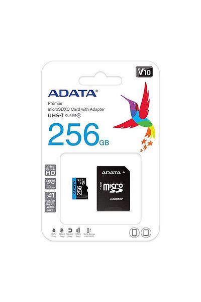 Adata Adata Premier Memory Card, MicroSD, UHS-I, Class 10, 256 GB + Adapter