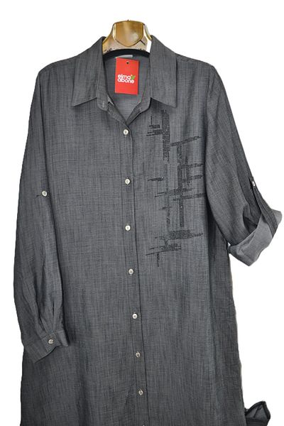 elma abone Plus Size Denim Summer Skin Sel Stone Tunic Shirt