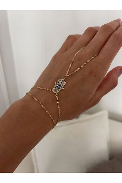 Jerie Gold Zircon Stone Fatma Mother Hand Figure Shahmeran