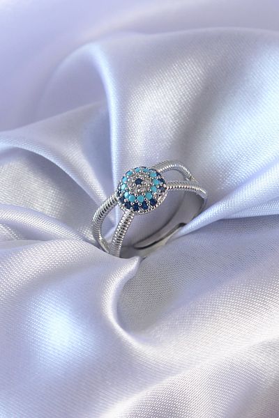 Clariss Silver Color Evil Eye Bead Model Women's Ring