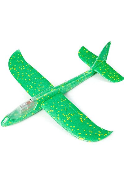 huitich Green Hand Throwing Foam Airplane with LED Lights 48x16x6cm