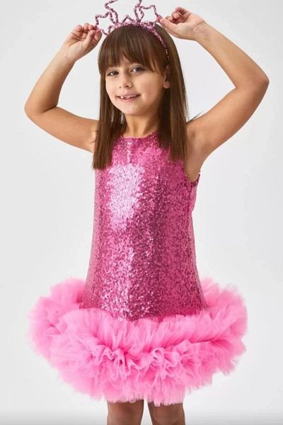Kidmark Çocuk Modası Girl's Sleeveless Tutu Detailed Sequin Pink Dress