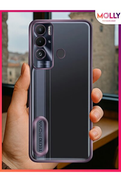 Molly TECNO POVA NEO ( LE6H ) İçin Kenarları Derin Mor Lens Koruyuculu Lou La...
