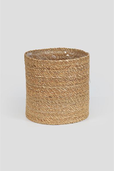sever ithalat Knitted Round Basket Flower Pot Made of Natural Fibers, Single Decorative Plant Basket in Different Sizes