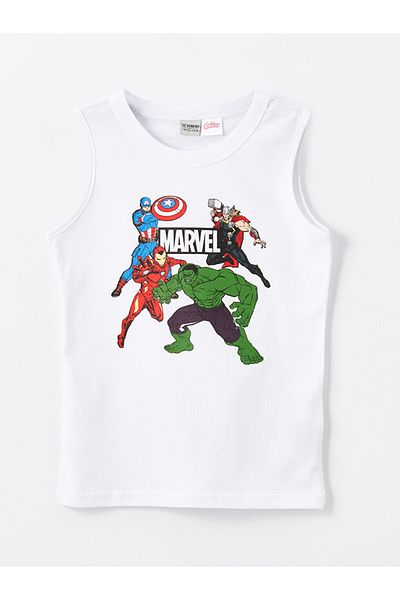 LC Waikiki Γκρι Crew Neck Hulk Printed 100% βαμβακερό αγόρι και σορτς μαγιό