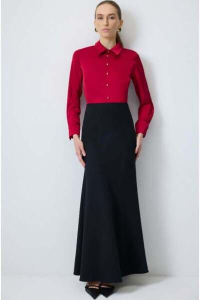 Touche Çıtçıtlı Saten Gömlek Body Bordo