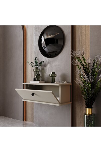 melura home LUNARİS DRESUAR KUMTAŞI OVAL KENAR %100 MDF KAPAKLI DUVARA MONTE