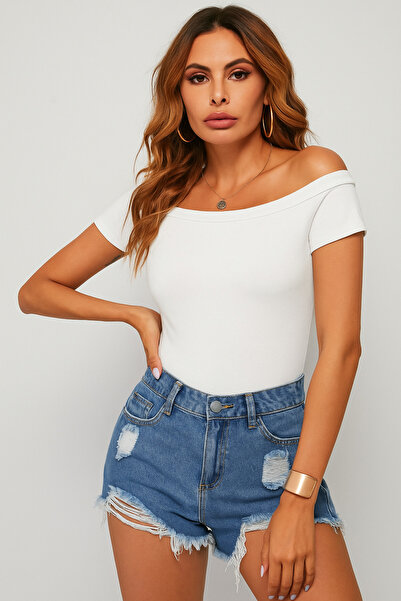 poswicon λευκό PRİVE off shoulder top crop alacati