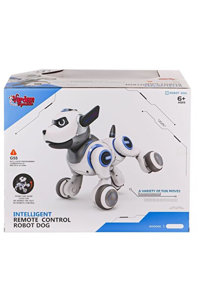 AMALFİ G55 Kumandalı Şarjlı Işıklı Müzikli İnteraktif Robot Köpek -Vardem Oyuncak Kız Erkek Çocuk Oyuncak E