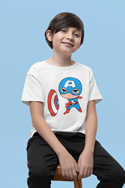 SEVBANO تي شيرت للأطفال مطبوع عليه فيلم كابتن أمريكا للجنسين (1-12 سنة)