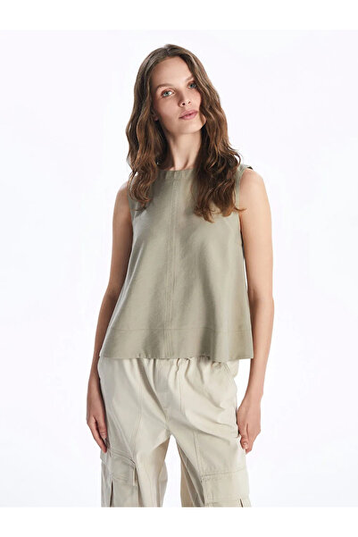 LC Waikiki LCW Vision Bej Kadın Bisiklet Yaka Düz Bluz