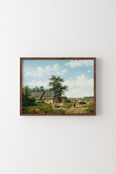 epiqart Köy Manzarası - Ahşap Desenli Çerçeve