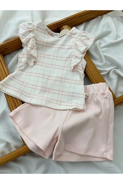 BEBEXY BUTİK Ruffle Striped Bottom Top Girls Set