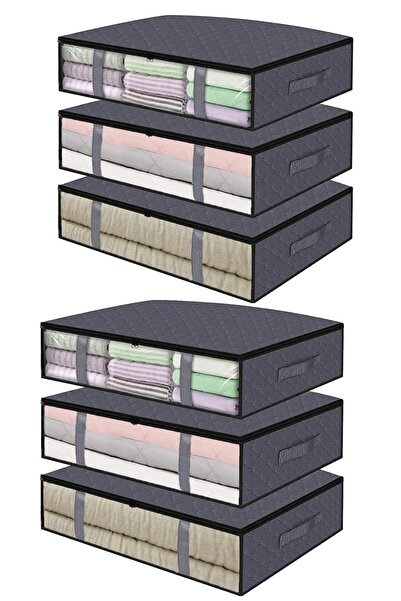AboutThePerfect 6 Adet Gri Pencereli Yatak Altı Yastık ve Yorgan Seti 60x45x1...