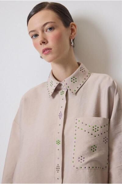 Touche Kristal Taşlı Gömlek Taş