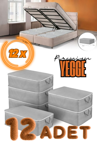 AboutThePerfect 12 Adet Büyük Boy Baza Altı ve Çekyat Hurç, Antrasit Gri, Sak...