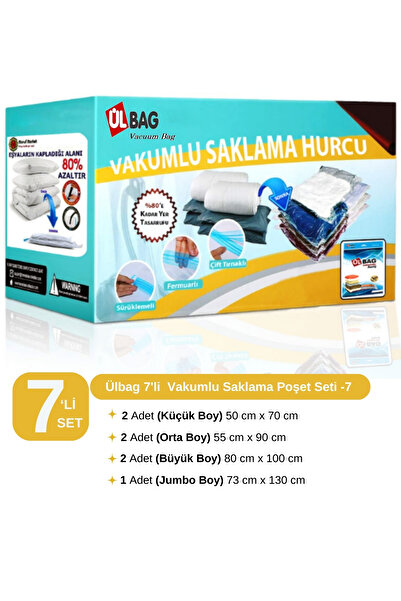 AboutThePerfect 7'li Şeffaf Vakumlu Poşet Seti, Oda Toparlama Hurçları ve Tor...